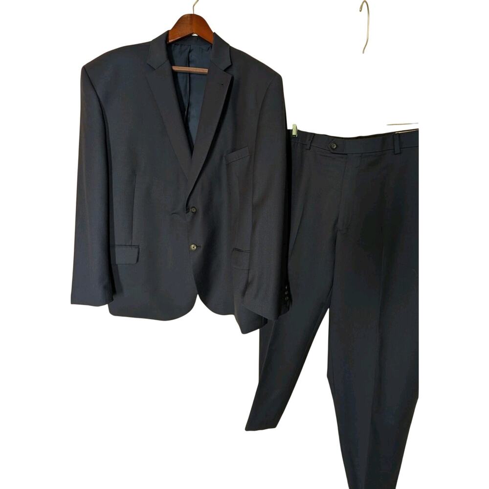 Jos A Bank 1905 100% Wool Navy Blue Two Piece Suit Mens Blazer 49" Pants 42 x 30
